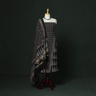 Kutch hand block ajrakh print natural dyed chanderi silk