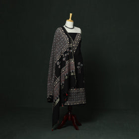 Kutch hand block ajrakh print natural dyed chanderi silk