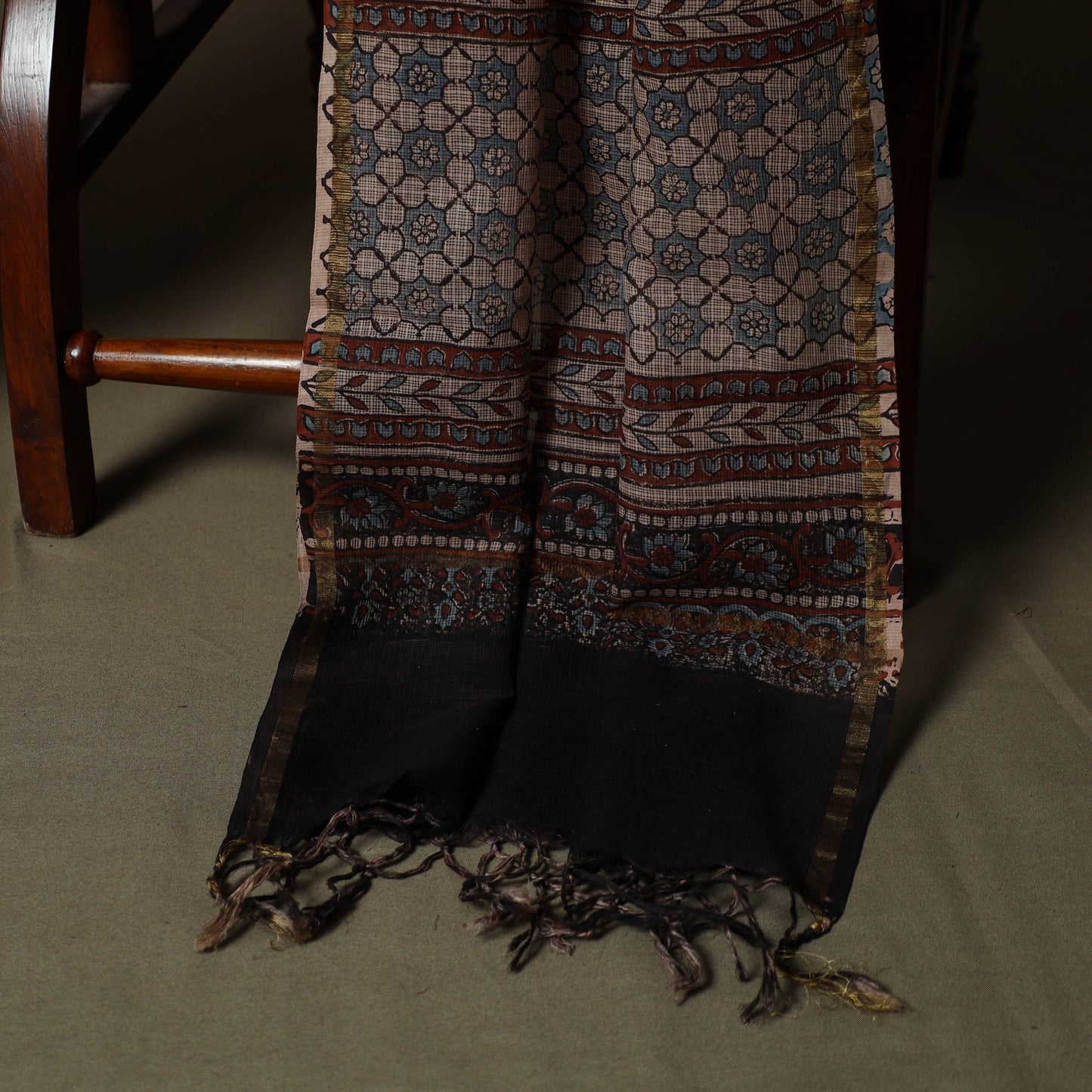 Kutch hand block ajrakh print natural dyed cotton 3pc