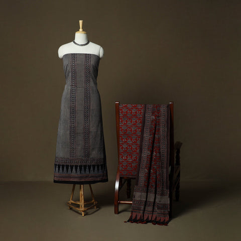 Kutch hand block ajrakh print natural dyed cotton 3pc
