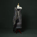 Kutch hand block ajrakh print natural dyed dola silk zari