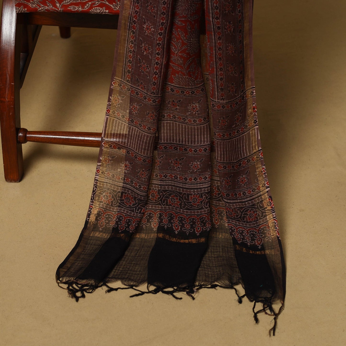 Kutch hand natural dyed kota doria cotton 3pc unstitched