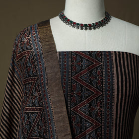 Kutch hand block ajrakh print natural dyed linen 2pc