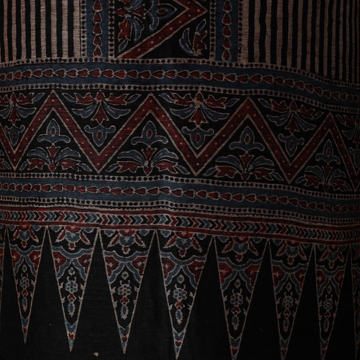 Kutch hand block ajrakh print natural dyed linen 2pc