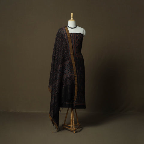 Kutch hand block ajrakh print natural dyed linen 2pc