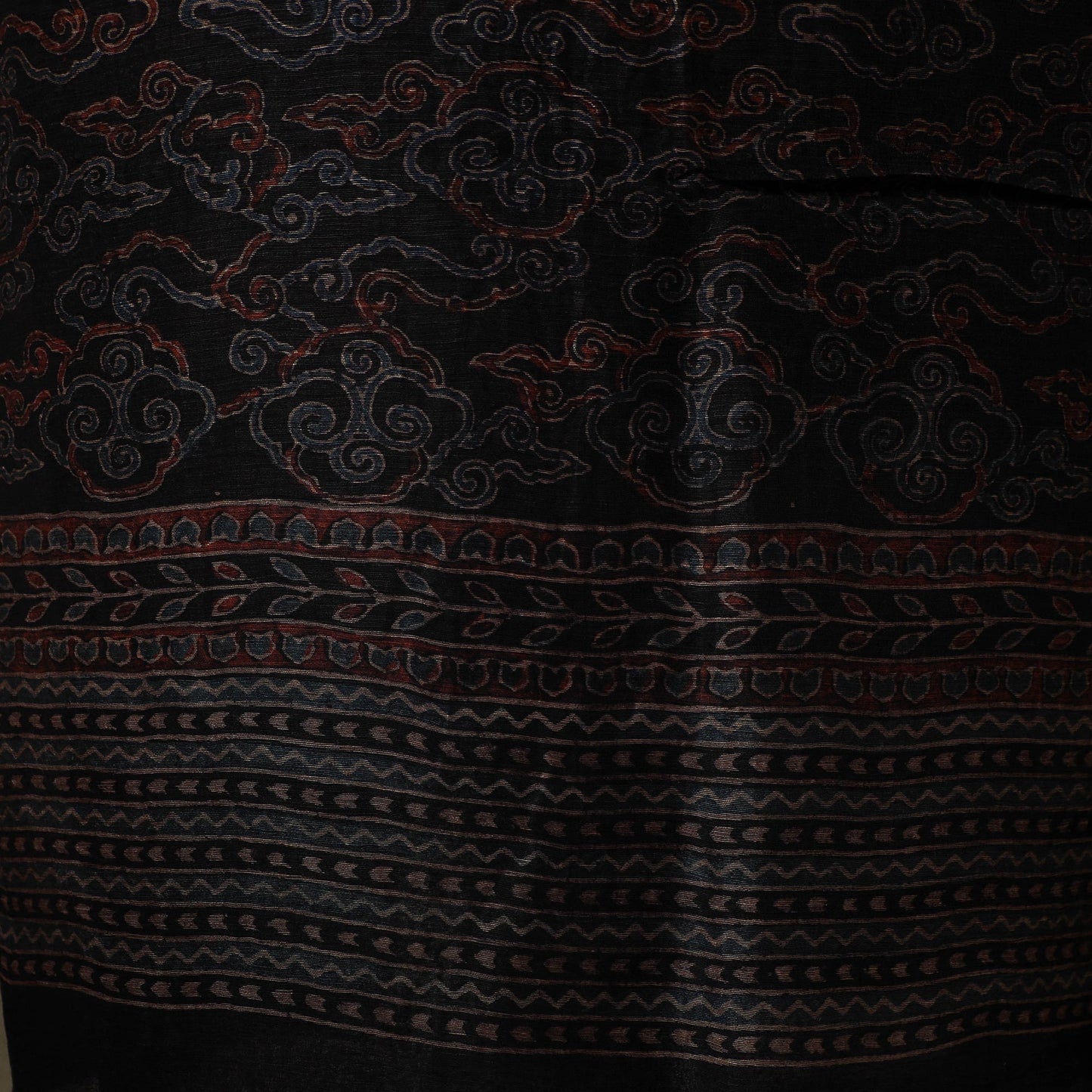Kutch hand block ajrakh print natural dyed linen 2pc