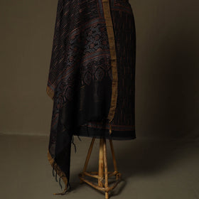 Kutch hand block ajrakh print natural dyed linen 2pc