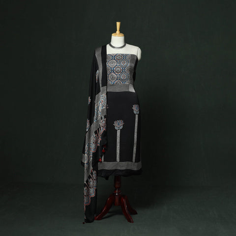 Kutch hand block ajrakh print natural dyed modal silk 2pc