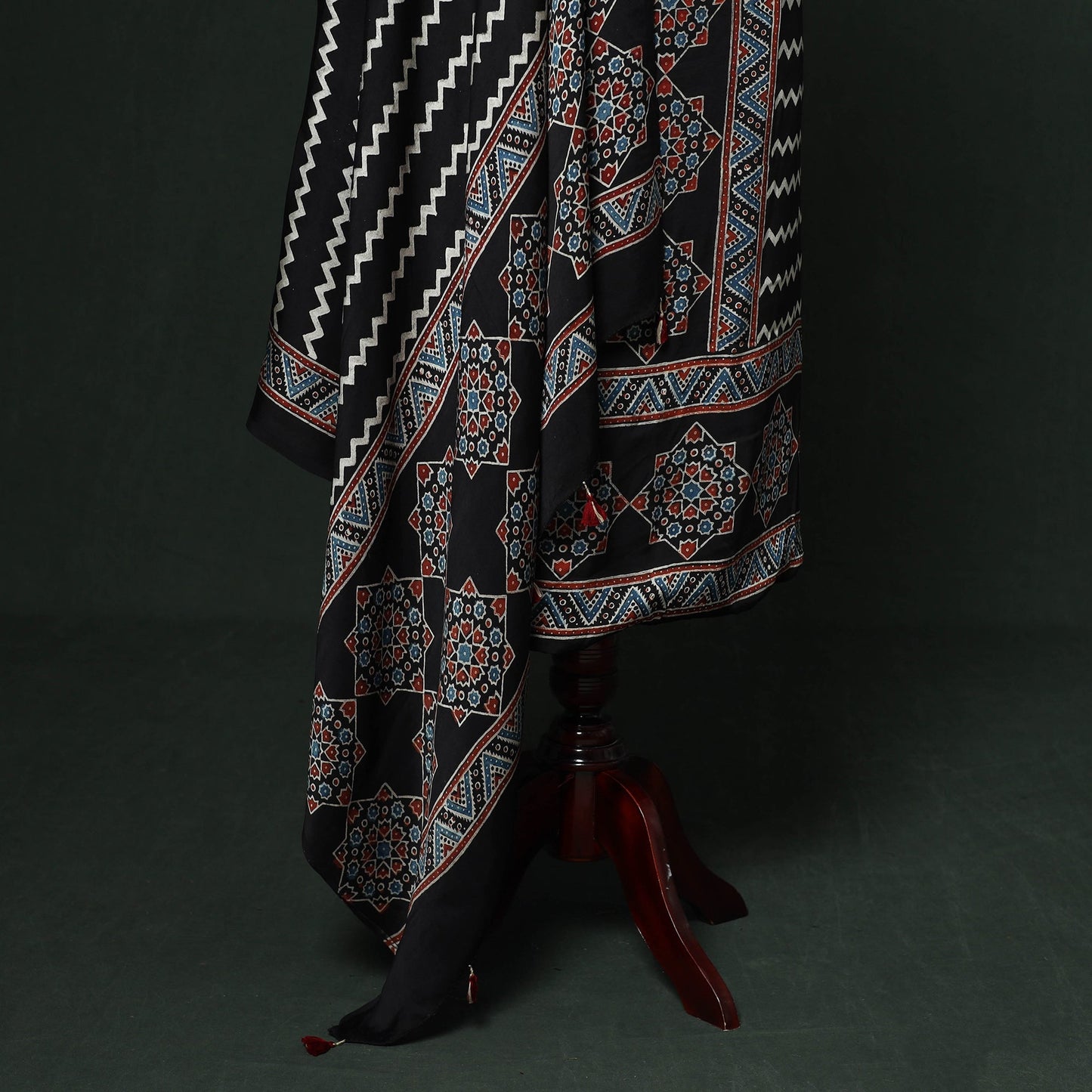 Kutch hand block ajrakh print natural dyed modal silk 2pc