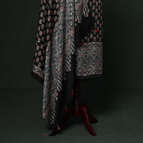 Kutch hand block ajrakh print natural dyed modal silk 2pc