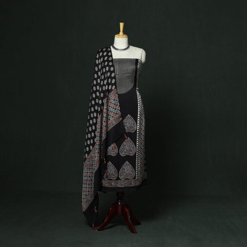 Kutch hand block ajrakh print natural dyed modal silk 2pc