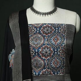 Kutch hand block ajrakh print natural dyed modal silk 2pc
