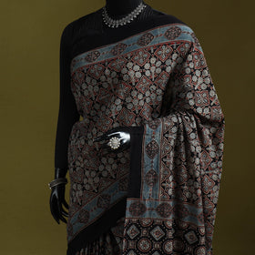 Kutch hand block print natural dyed pure mul cotton ajrakh