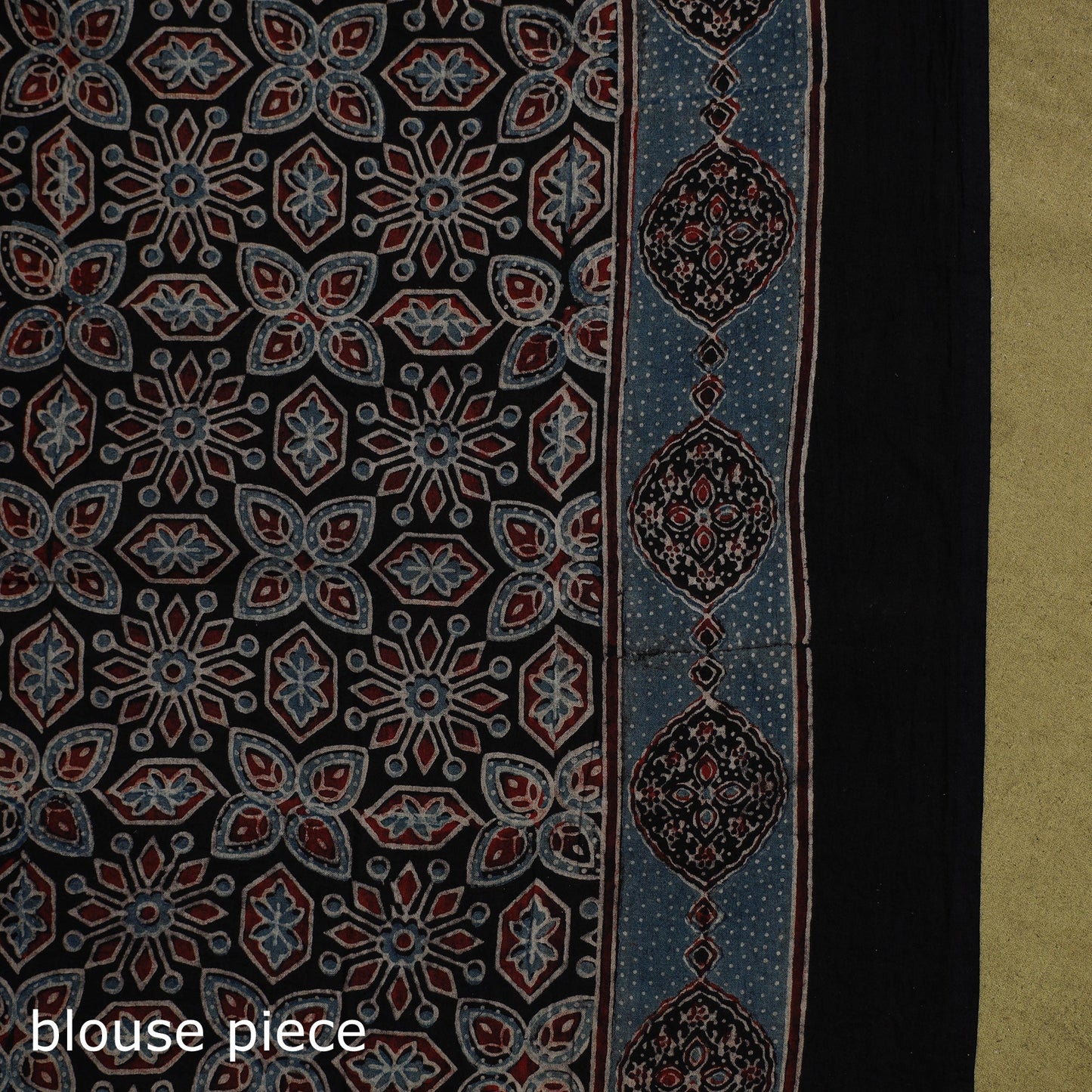 Kutch hand block print natural dyed pure mul cotton ajrakh