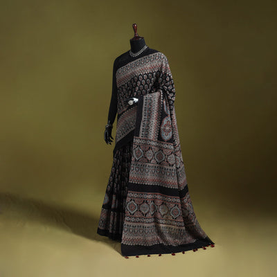 Kutch hand block print natural dyed pure mul cotton ajrakh