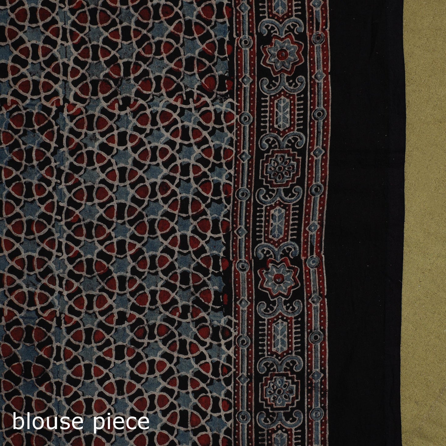 Kutch hand block print natural dyed pure mul cotton ajrakh