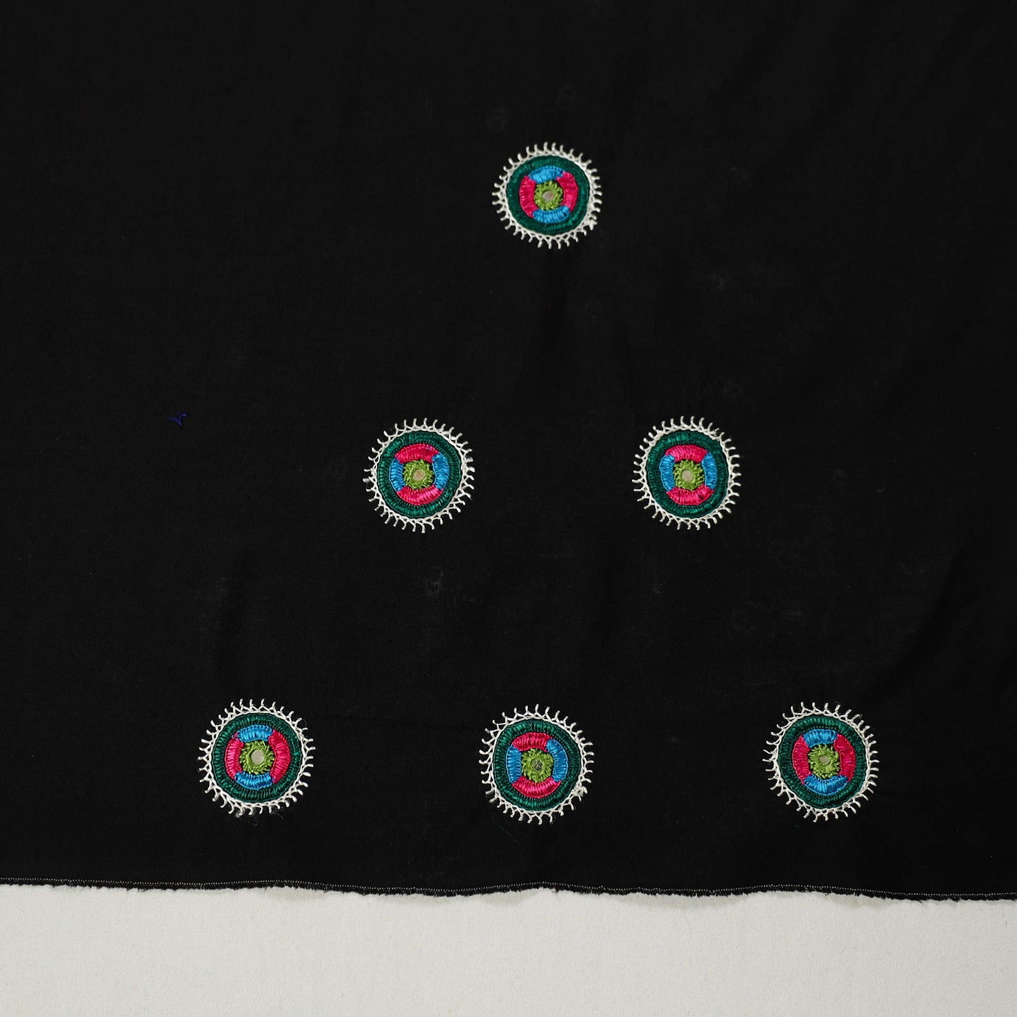Black - kutch hand embroidery cotton blouse piece 72