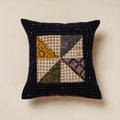 Black Kutch Embroidered Ajrakh Cotton Cushion Cover