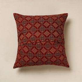 Black Kutch Embroidered Ajrakh Cotton Cushion Cover