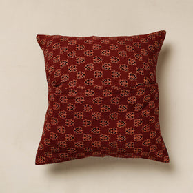 Black Kutch Embroidered Ajrakh Cotton Cushion Cover