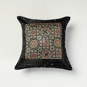  Kutch Embroidered Ajrakh Mashru Silk Cushion Cover (12 x 12 in) 