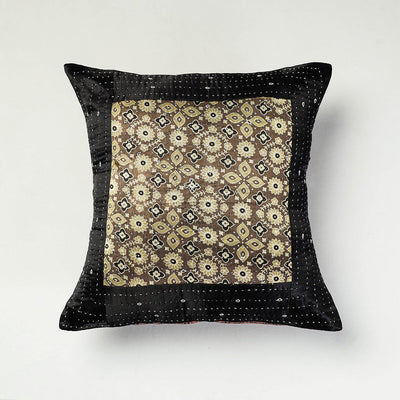  Kutch Embroidered Ajrakh Mashru Silk Cushion Cover (16 x 16 in) 