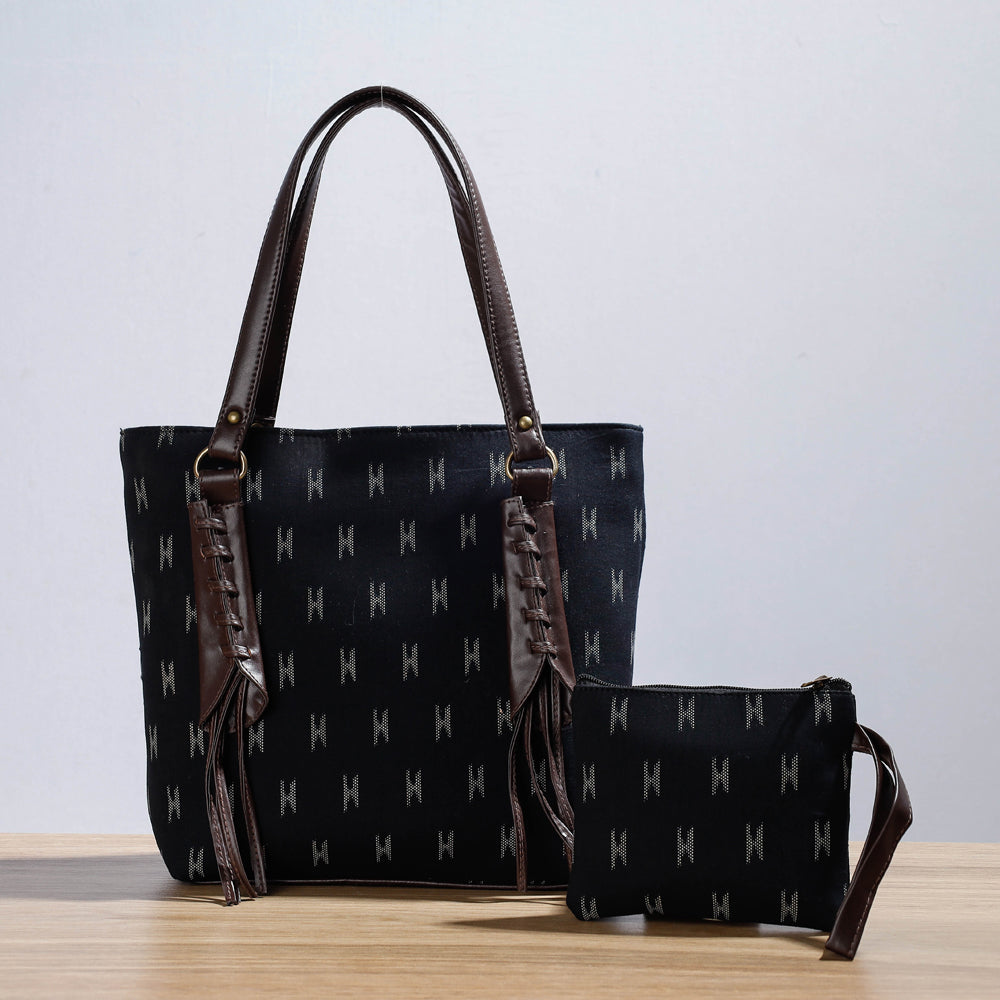 Black Kutch Handcrafted Cotton Shoulder Bag (Set of 2)