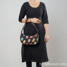 Black Kutch Handcrafted Silk Black Shoulder Bag