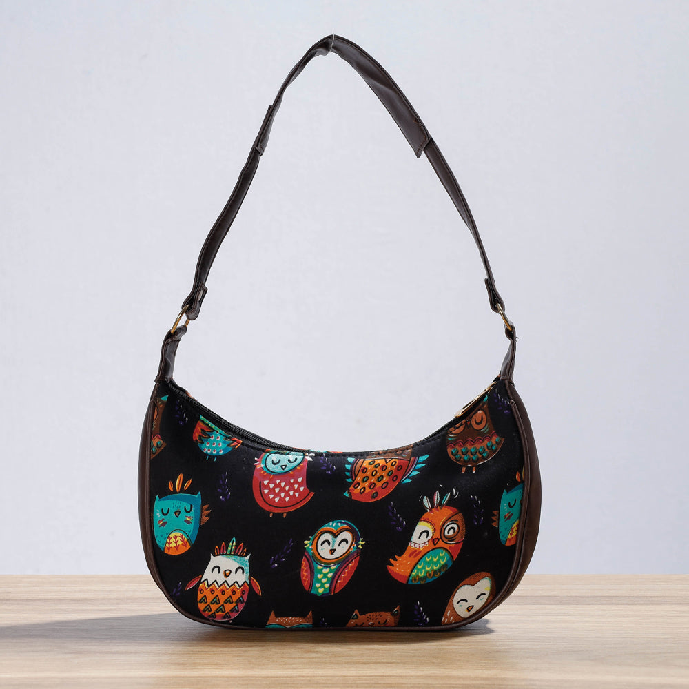 Black Kutch Handcrafted Silk Black Shoulder Bag