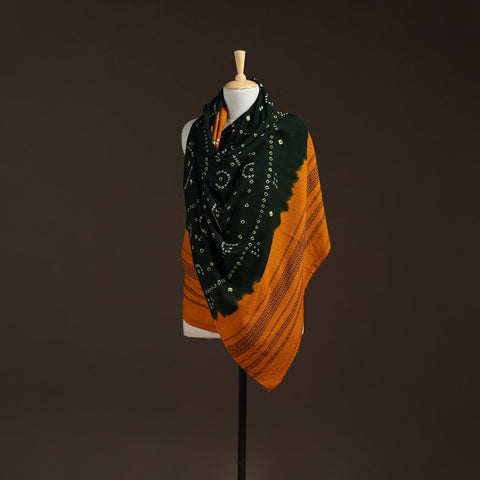Kutch handwoven bandhani merino wool shawl 16 - handcrafted