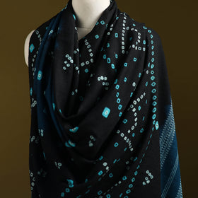 Kutch handwoven bandhani merino wool shawl 19 - handcrafted