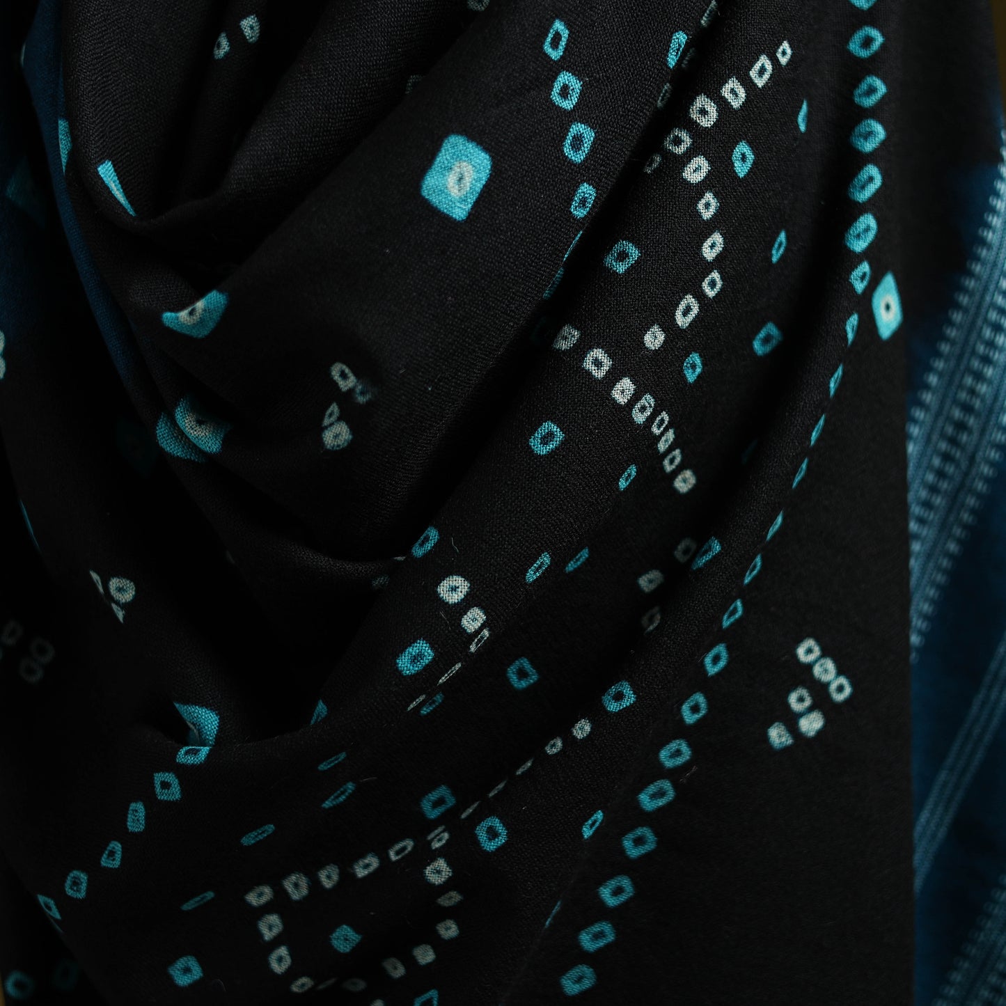 Kutch handwoven bandhani merino wool shawl 19 - handcrafted