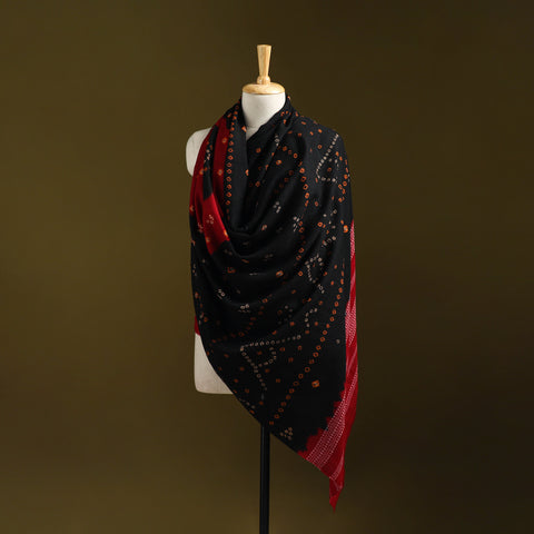 Kutch handwoven bandhani merino wool shawl 20 - handcrafted
