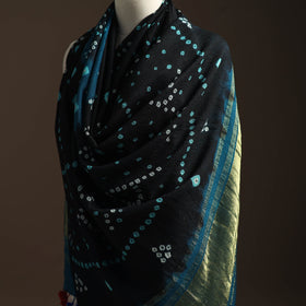 Kutch handwoven bandhani woolen shawl with zari border 55
