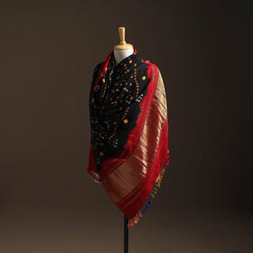 Kutch handwoven bandhani woolen shawl with zari border 56