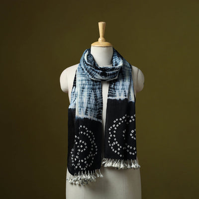 Kutch handwoven merino wool shibori & bandhani stole 47