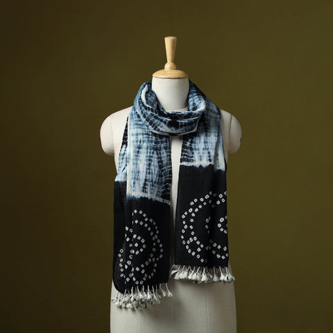 Kutch handwoven merino wool shibori & bandhani stole 47