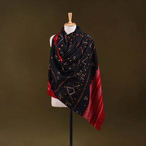 Kutch handwoven merino wool tie-dye bandhani shawl 15