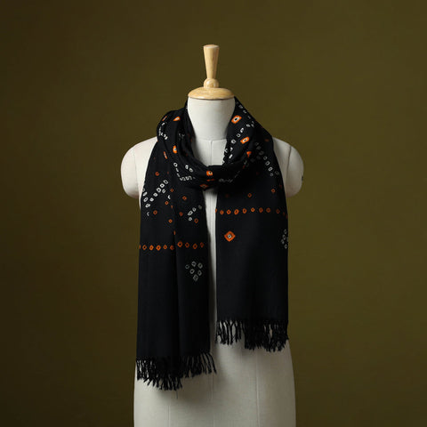 Kutch handwoven merino wool tie-dye bandhani stole 06