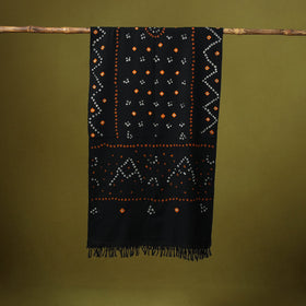 Kutch handwoven merino wool tie-dye bandhani stole 06