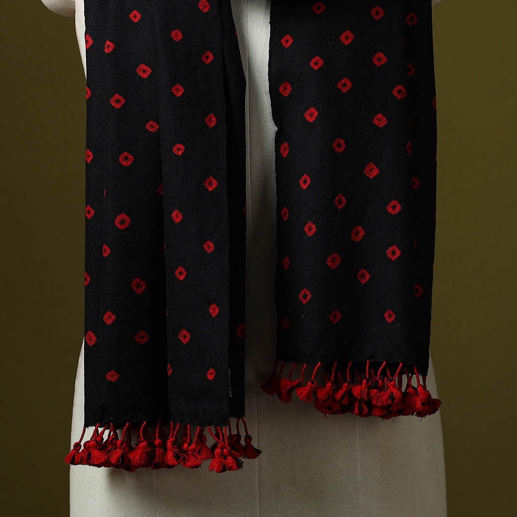 Kutch handwoven merino wool tie-dye bandhani stole 16