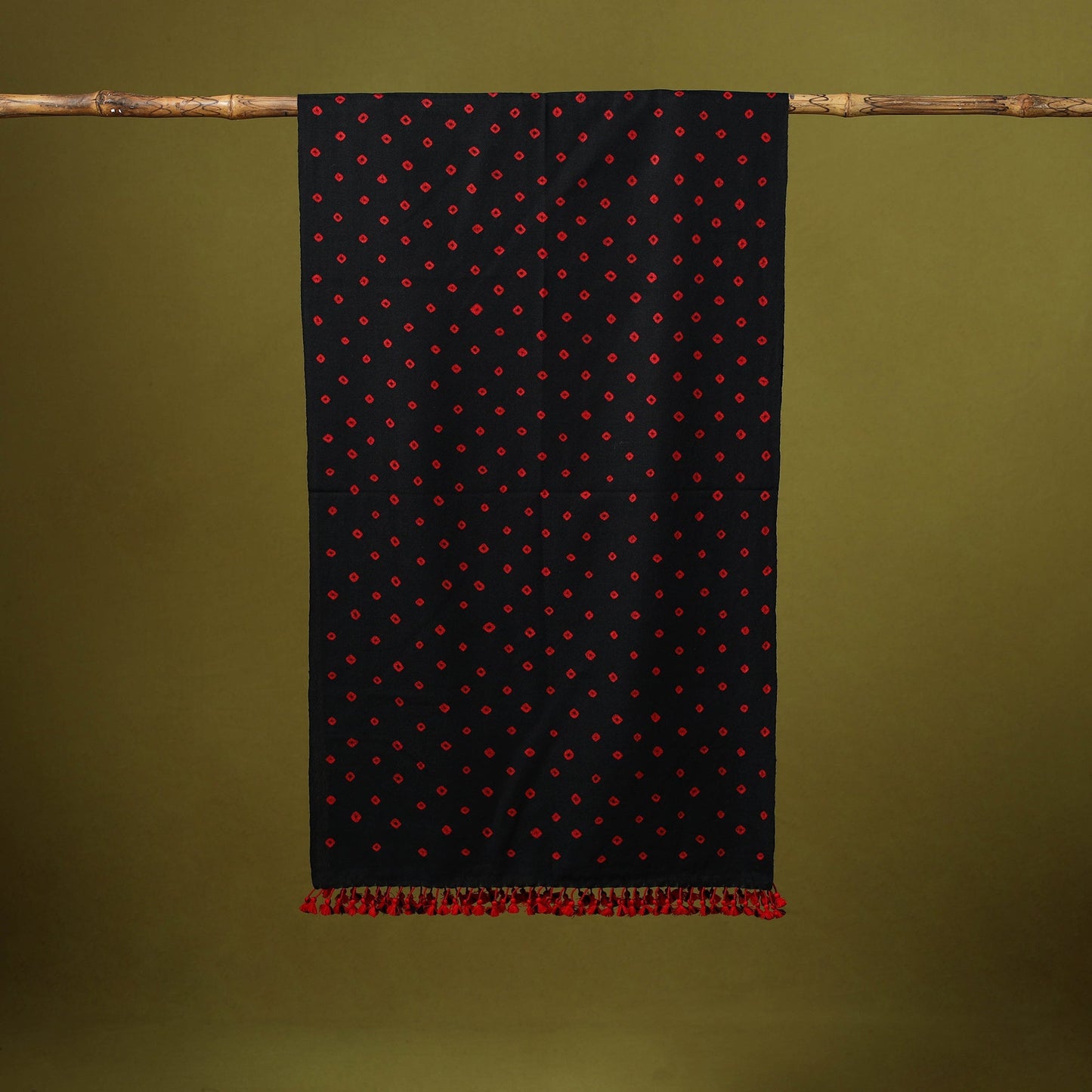 Kutch handwoven merino wool tie-dye bandhani stole 16