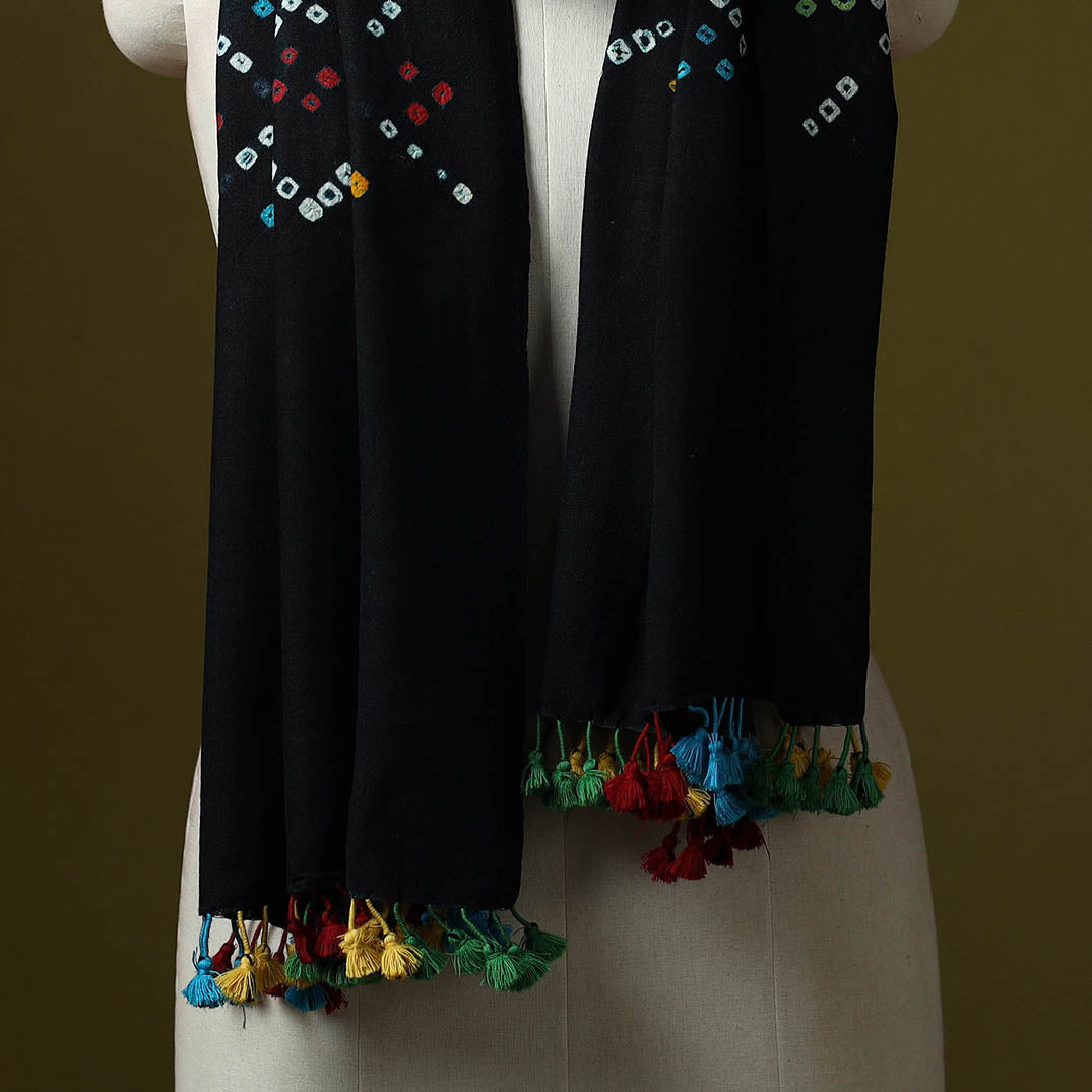 Kutch handwoven merino wool tie-dye bandhani stole 20