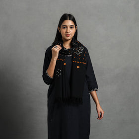  Black Kutch Handwoven Merino Wool Bandhani Stole 