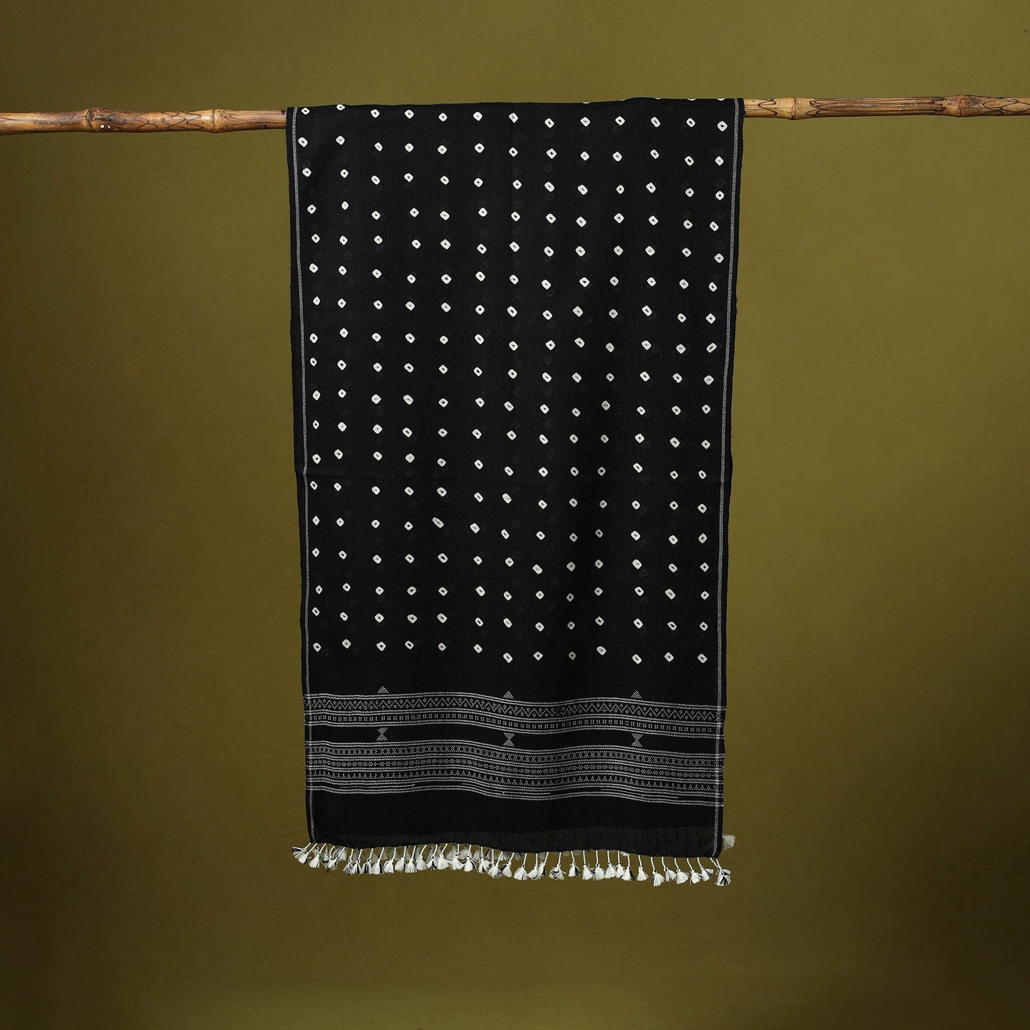 Kutch handwoven merino wool tie-dye bandhani stole 42