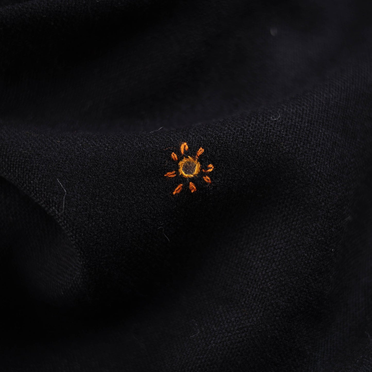 Black - kutch bhujodi handwoven mirror work acrylic wool