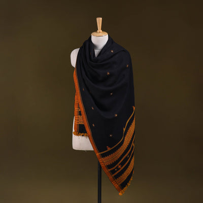 Black - kutch bhujodi handwoven mirror work acrylic wool