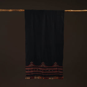 Kutch handwoven mirror work merino wool embroidered stole