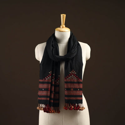 Kutch handwoven mirror work merino wool embroidered stole