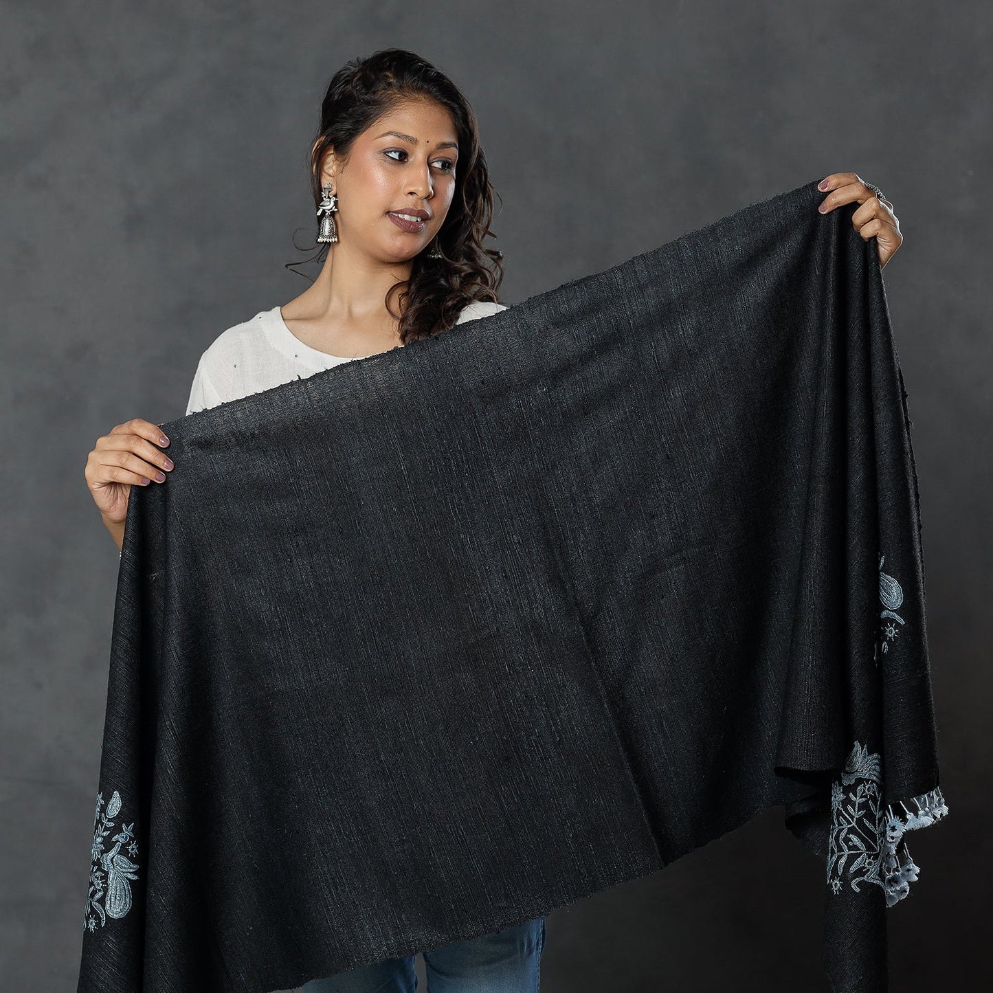 Buy Kutch Handwoven Clamp Dyed Shibori Silk x Merino Wool Shawl Online at iTokri.com